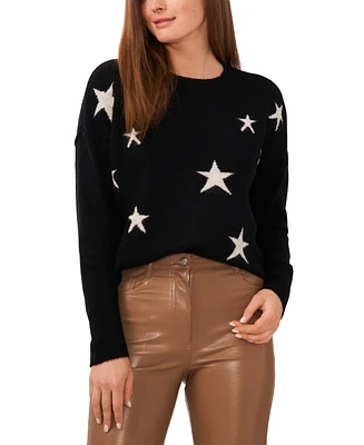 Vince Camuto Women's Star-Print Dropped-Shoulder Sweater