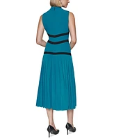 Karl Lagerfeld Paris Women's Mock-Neck Pleated-Skirt Dress