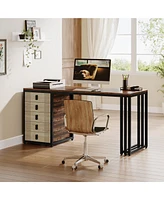 Tribesigns Computer Desk with 5 Drawers, 55" Home Office Desk with Reversible Drawer, Industrial Study Work Writing Desk with Storage, Simple Wood Lap