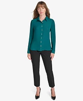 Tommy Hilfiger's Women's Pleated Long Sleeve Button Down