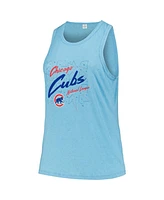 Soft As A Grape Women's Light Blue Chicago Cubs Plus Curvy High Neck Tri-Blend Tank Top