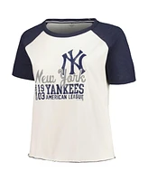 Soft As A Grape Women's White New York Yankees Plus Size Baseball Raglan T-Shirt