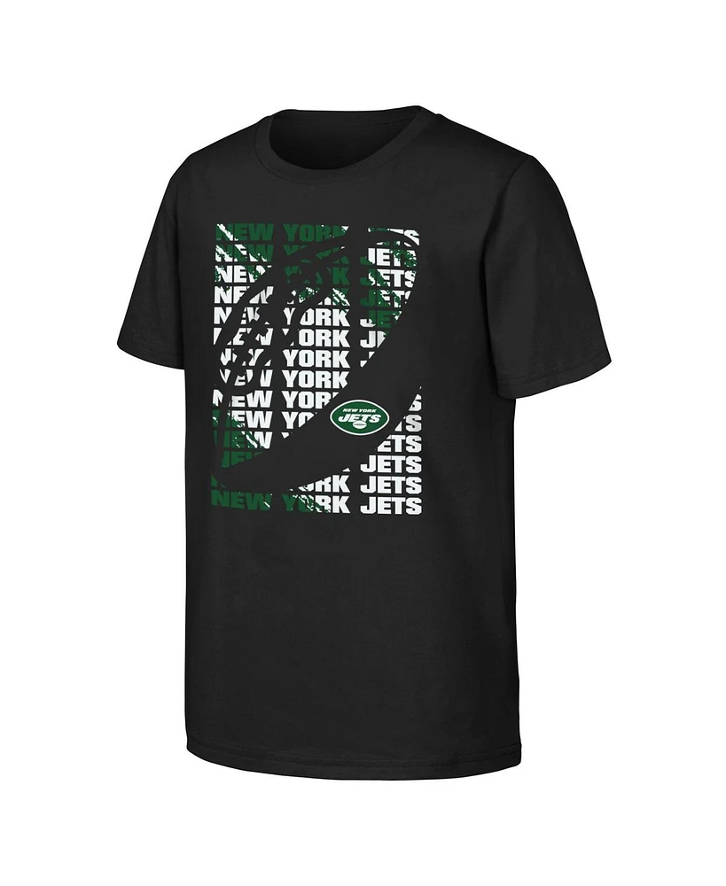 Outerstuff Big Boys and Girls Black New York Jets Box T-Shirt