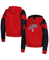 New Era Women's Red St. Louis Cardinals Color Block Fleece Quarter-Zip Hoodie