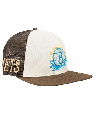 Pro Standard Men's Cream/Brown Brooklyn Nets Glint Sunset Snapback Hat