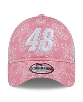 New Era Men's Pink Alex Bowman 9FORTY A-Frame Trucker Paisley Adjustable Hat