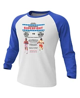 Contenders Clothing Men's White/Blue Rocky Super Fight Poster 3/4-Sleeve Raglan T-Shirt