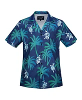 Section 119 Men's Navy the Grateful Dead Turtles and Palms All-Over Mesh Button-Up Shirt