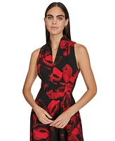 Calvin Klein Women's V-Neck Sleeveless A-Line Dress