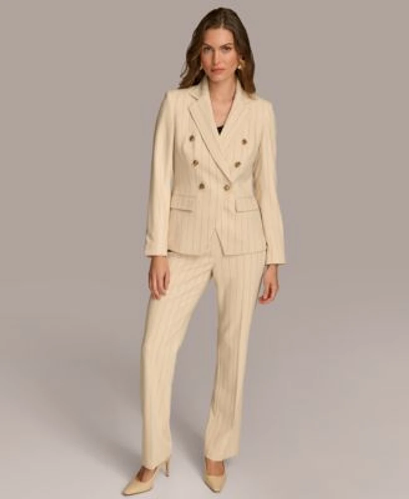 Donna Karan New York Womens Pinstriped Blazer Straight Leg Pants