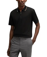 Boss by Hugo Men's Zip-Neck Interlock Polo Shirt