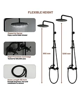 Boyel Living Exposed Pipe Complete Shower System 1-Spray Patterns with 2.5 Gpm 8 in. Wall Mount Dual Shower Heads