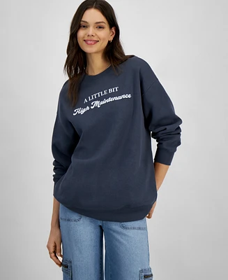 Rebellious One Juniors' High Maintenance Graphic Sweatshirt