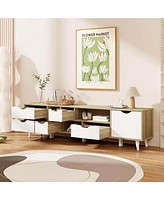 Costway Tv Stand for TVs up to 65" with Storage 5 Drawers & 3 Open Shelves for Bedroom
