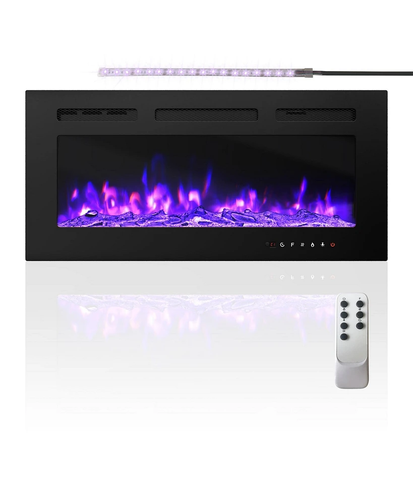 Boyel Living 36 in. Direct Vent Electric Fireplace Insert with Remote Control and Led Strip