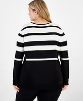 Anne Klein Plus Variegated-Stripe Sweater