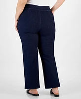 Anne Klein Plus High-Rise Pull-On Flare-Leg Jeans