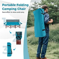 Costway 3 Person Folding Camping Chair Heavy-Duty Camp Couch with 2 Cup Holders Padding