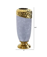 Slickblue Regal Stone Vase with Gold Accents Elegant Decorative Vase for Luxurious Interiors