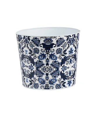 Slickblue 12" Oriental Blue and White Classic Round Metal Planter