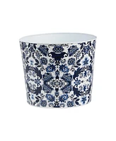 Slickblue 12" Oriental Blue and White Classic Round Metal Planter