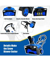 Costway 20" Electric Snow Thrower 120V 15Amp Snow Blower w/180° Rotatable Chute 2 Lights