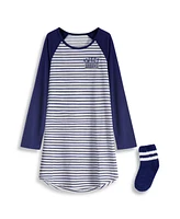 Max and Olivia Girls Striped Sleepshirt with matching socks set