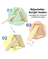 Skonyon Foldable Wooden Triangle Climber with Reversible Ramp for Kids