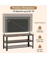 Gymax 3-tier Tv Stand for TVs up to 50 Inches w/ Power Outlets Usb Ports Shelves