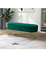 Hulala Home Palmira 48" Wide Upholstered Bench with Metal Legs