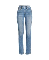 Lands' End Women's Recover High Rise Straight Leg Blue Jeans