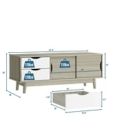 Gymax Tv Stand for Tv up to 60'' Media Console Table Storage with Doors Oak
