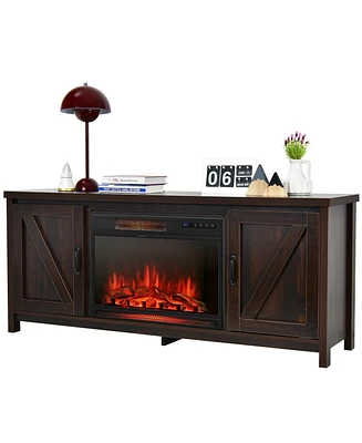 Gymax 59'' Fireplace Tv Stand W/ 25'' 1350W Electric Heater Coffee