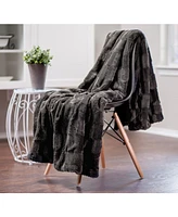 Chanasya Premium Fuzzy Faux Fur Rectangular Embossed Throw Blanket