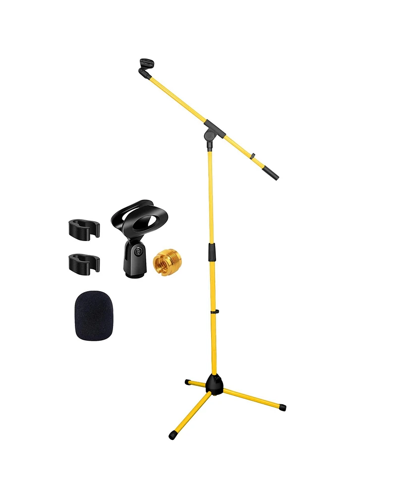 5 Core Tripod Mic Stand Floor Adjustable 18 to 72 Inches Sturdy Boom Arm Holder Microphone Stands Pedestal Para Microfono for Singing Ms 080 Ylw