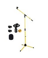 5 Core Tripod Mic Stand Floor Adjustable 18 to 72 Inches Sturdy Boom Arm Holder Microphone Stands Pedestal Para Microfono for Singing Ms 080 Ylw