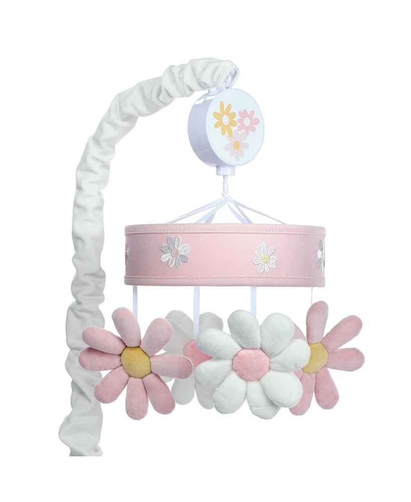 Lambs & Ivy Daisy Dreams Pink/White Musical Baby Crib Mobile Soother Toy