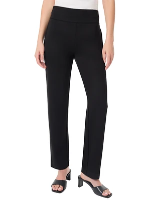 Jones New York Women's Pull On High Double Wide Waistband Straight Leg Pants