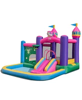 Costway 6-in-1 Kids Inflatable Bounce House with Slide Jumping Area Ball Pit Pools Castle without Blower