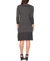 24seven Comfort Apparel Women's Ribbed Knit Long Sleeve Split Hem Sweater Dress