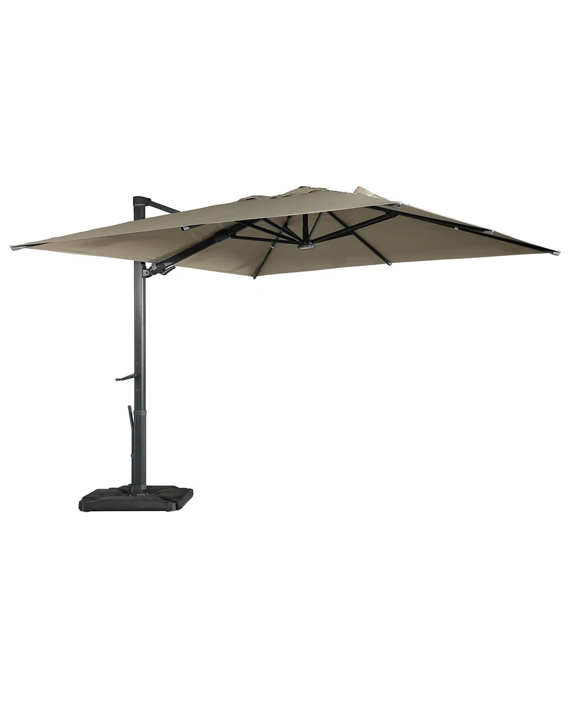Boyel Living 10 ft. 360 B0; Rotation Square Cantilever Patio Umbrella with Base and Led Light