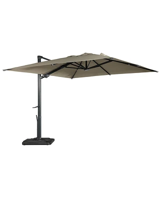 Boyel Living 10 ft. 360 B0; Rotation Square Cantilever Patio Umbrella with Base and Led Light