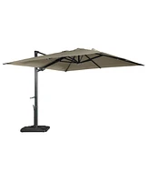 Boyel Living 10 ft. 360 B0; Rotation Square Cantilever Patio Umbrella with Base and Led Light