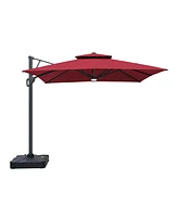 Boyel Living 10ft Aluminum and Steel Cantilever Led Outdoor Patio Umbrella With Base