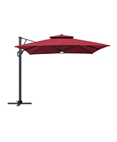 Boyel Living 10 ft. Aluminum and Steel Cantilever Outdoor Patio Umbrella With Led Light