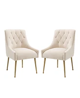 Boyel Living Tufted Velvet Upholstered Dining Chair with Pulling Handle (Set of 2)