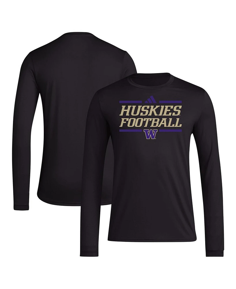 Adidas Men's Black Washington Huskies Locker Football Pre-Game Aeroready Long Sleeve T-Shirt