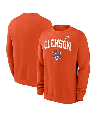 Nike Men's Orange Clemson Tigers Legacy Classic Tackle Twill Embroidered Arch Over Logo Pullover Sweatshirt