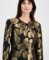 Kasper Women's Metallic Jacquard Collarless Jacket, Regular and Petite Sizes