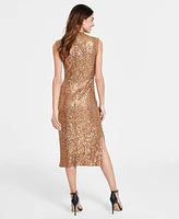 Anne Klein Women's Mock Neck Sequin Midi Dress